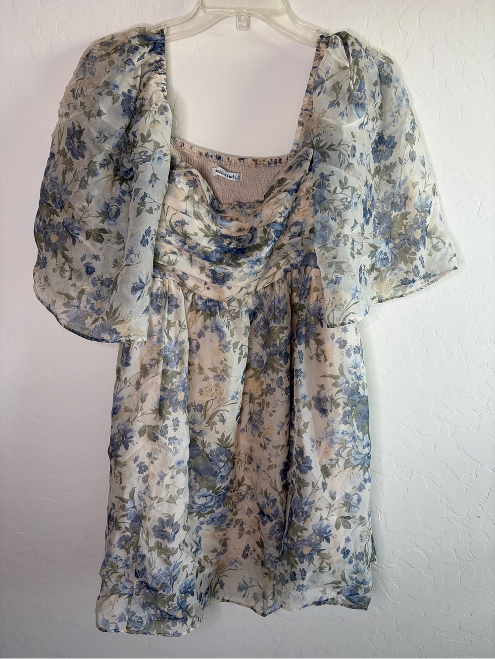 Abercrombie & Fitch Cream Mini Dress with Blue Floral Print